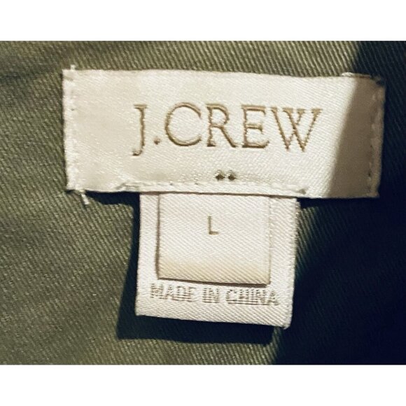 J Crew Jacket Womens Large Olive Green Utility Pockets Full Zip Cotton Military - Picture 6 of 7